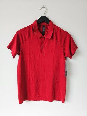 NWT LULULEMON SPED/SPED Red Metal Vent Tech Polo Shirt Top Men's Small